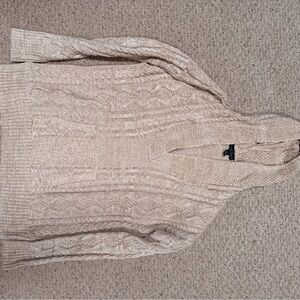 Lauren Ralph Lauren Tan Cable Knit Hooded Sweater